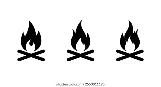 Bonfire, fire icon set in generic style. Campfire sign symbol