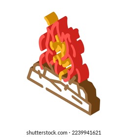 vector de icono isométrico del fuego de fuego. señal de fuego incendiario. ilustración de símbolo aislado