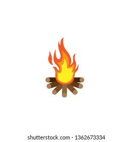 Bonfire. Fire. Fire logo. Vector cartoon style illustration of bonfire with logs. Fire flames icon for web. Isolated design on white background. - Vector