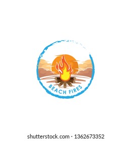 Bonfire. Fire. Fire logo. Vector cartoon style illustration of bonfire with logs. Fire flames icon for web. Isolated design on white background. - Vector