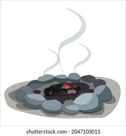 bonfire with fire and white background