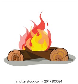 bonfire with fire and white background