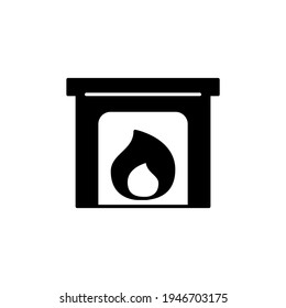Bonfire fireplace icon in solid black flat shape glyph icon, isolated on white background 
