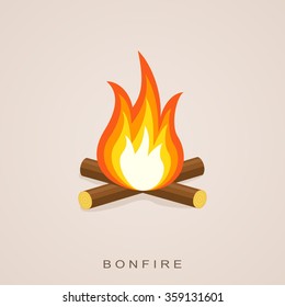 Bonfire with firewood. Fector Illustration.