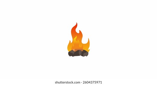 bonfire with firewood and stones