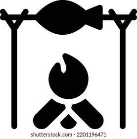 bonfire fish Vector illustration on a transparent background.Premium quality symbols.Glyphs vector icon for concept and graphic design.
