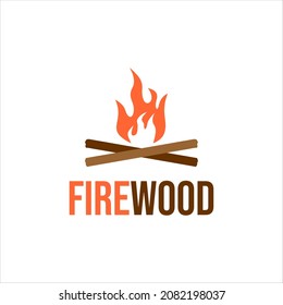 Bonfire Flame Logo Design With Firewood Vector Graphic Template Idea