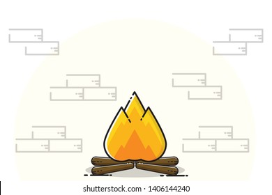 bonfire flat design vector, easy to edit
