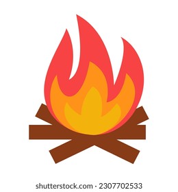 Bonfire flat icon isolated on white background. Camping symbol vector illustration.