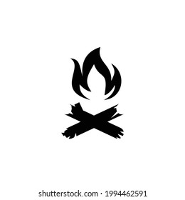 bonfire flat icon logo burning with wood