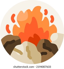 Bonfire Flat icon vector design and illustration template