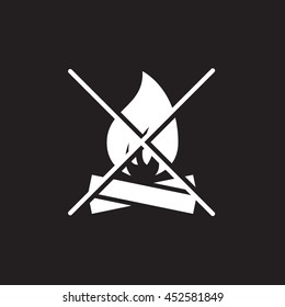 Bonfire Forbidden icon vector, no fire solid logo, pictogram isolated on black, pixel perfect illustration