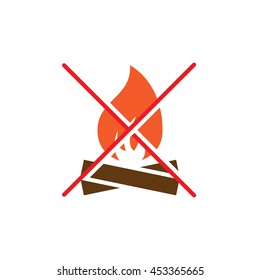 Bonfire Forbidden icon vector, no fire solid logo, pictogram isolated on white
