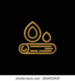 Bonfire gold plated metalic icon or logo vector