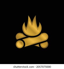 Bonfire gold plated metalic icon or logo vector