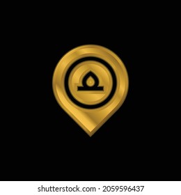 Bonfire gold plated metalic icon or logo vector