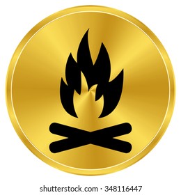 Bonfire - gold vector icon