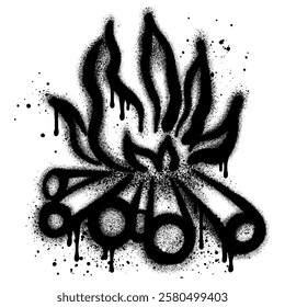 bonfire graffiti with black spray paint. vector illustration.