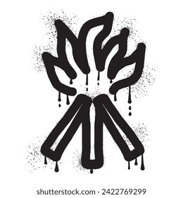 Bonfire graffiti drawn with black spray paint