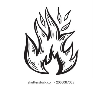 Bonfire, hand drawn illustration, flame, burning.	
