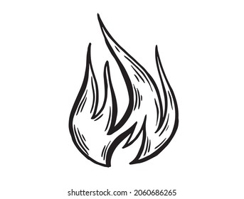 Bonfire, hand drawn illustration, flame, burning.	