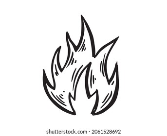 Bonfire, hand drawn illustration, flame, burning.	