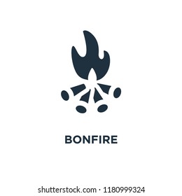 Bonfire icon. Black filled vector illustration. Bonfire symbol on white background. Can be used in web and mobile.