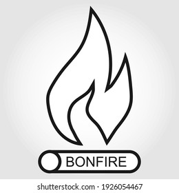 Bonfire icon, black bonfire icon isolated on white background. Vector, cartoon illustration. Vector.