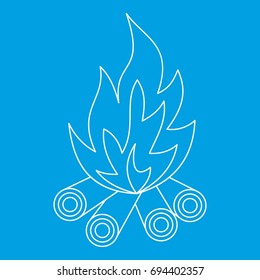 Bonfire icon blue outline style isolated vector illustration. Thin line sign