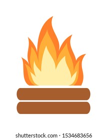 Bonfire icon. Camp fire clipart. Vector illustration isolated on white background.