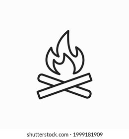 Bonfire icon. Camp fire clipart. Vector illustration isolated on white.camping bonfire icon from nature outline collection. Thin line camping bonfire icon isolated on white background.