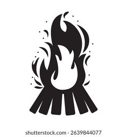 Bonfire Icon. Campfire and Flame Vector for Outdoor and Summer Design
