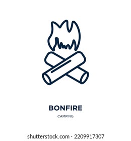 bonfire icon from camping collection. Thin linear bonfire, danger, hot outline icon isolated on white background. Line vector bonfire sign, symbol for web and mobile
