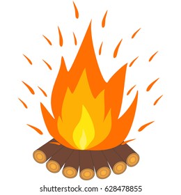 Bonfire icon, fire. Flat design, vector illustration, vector.