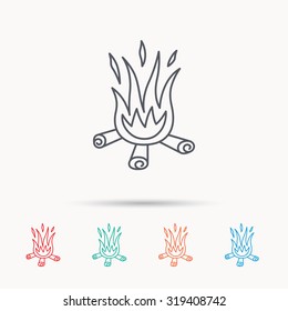 Bonfire icon. Fire sign. Linear icons on white background. Vector