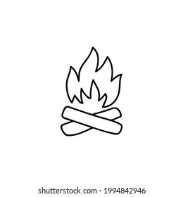Bonfire icon in flat black line style, isolated on white background 