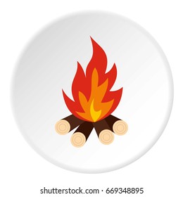 Bonfire icon in flat circle isolated on white vector illustration for web