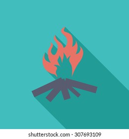 Bonfire icon. Flat vector related icon with long shadow for web and mobile applications. It can be used as - logo, pictogram, icon, infographic element. Vector Illustration.