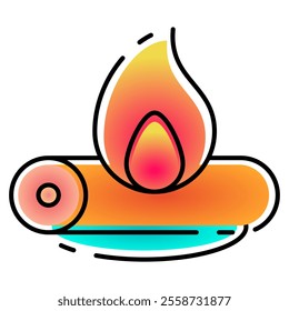 bonfire icon with gradient line style. Suitable for website design, logo, app, UI and etc. Based on the size of the icon in general, so it can be reduced.