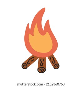 Bonfire icon. Hand drawn flat style. Vector illustration.