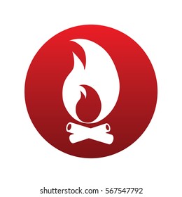 Bonfire icon isolated vector sign symbol on red background. Transport elements. Can be used in logo, UI and web design