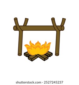 Bonfire icon in isometric 3d style on a white background. Campfire icon isolated on white background for your web and mobile app design, Campfire logo concept
