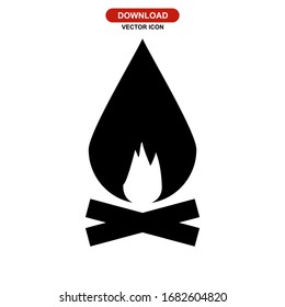 Icono de fuego o logotipo símbolo de signo aislado ilustración vectorial - iconos vectoriales de estilo negro de alta calidad
