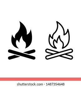 Bonfire icon in modern flat design isolated on white background, campfire vector illustration for web site or mobile app