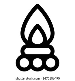 Bonfire icon. Outline bonfire vector icon for web design isolated on white background