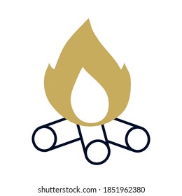 icono de fuego sobre fondo blanco, estilo de medio color de media línea, ilustración vectorial