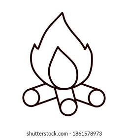 bonfire icon over white background, line style, vector illustration
