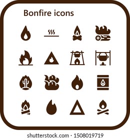 bonfire icon set. 16 filled bonfire icons.  Simple modern icons about  - Fire, Hot, Campfire, Bonfire, Matchbox