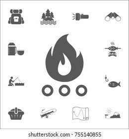 Bonfire icon. Set of camping icons on the white background