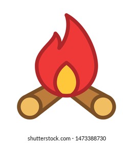 Bonfire icon. Simple campfire symbol.
